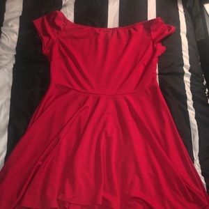 Red Off the Shoulder High-Low Dress